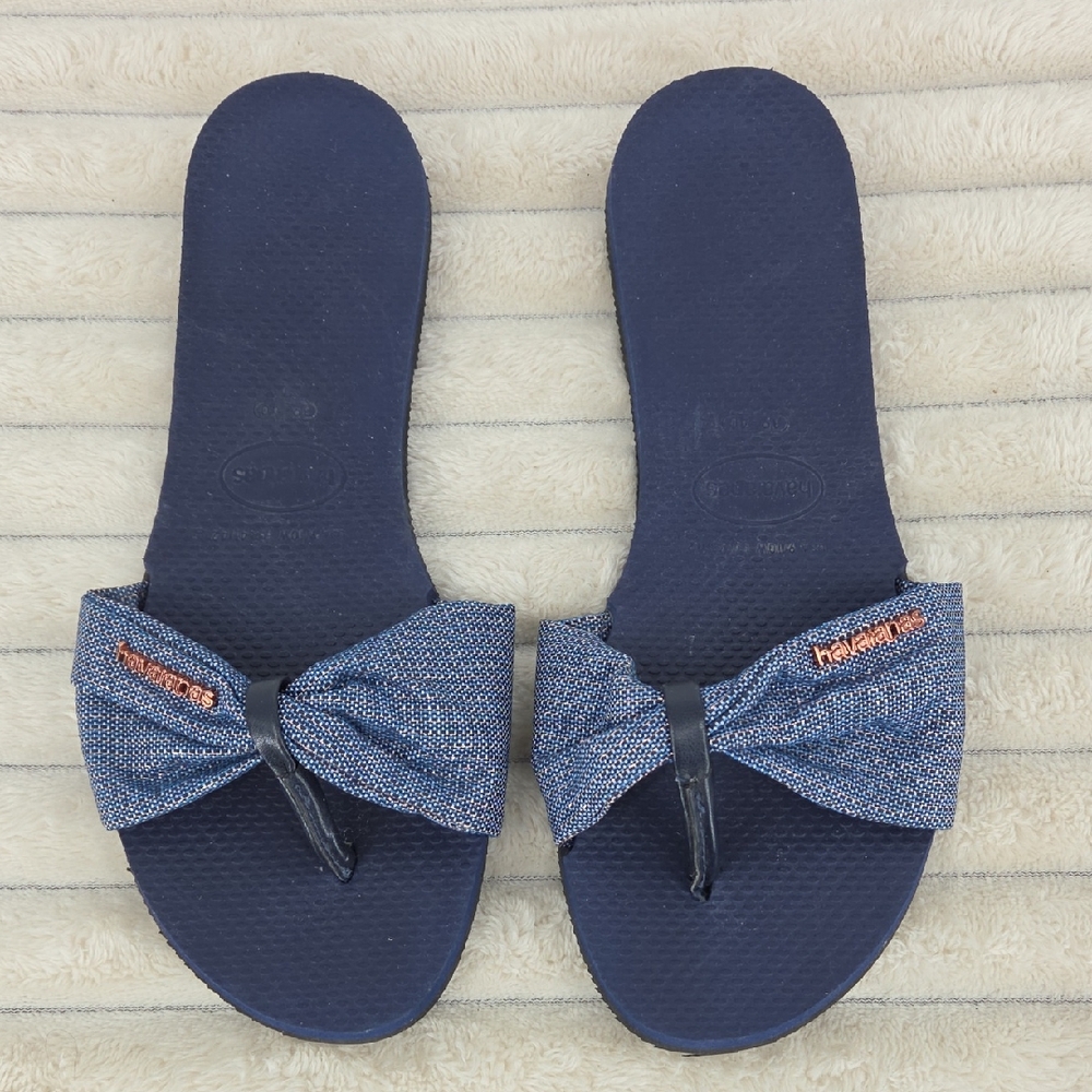 Havaianas Blue Sandals with Denim Bow